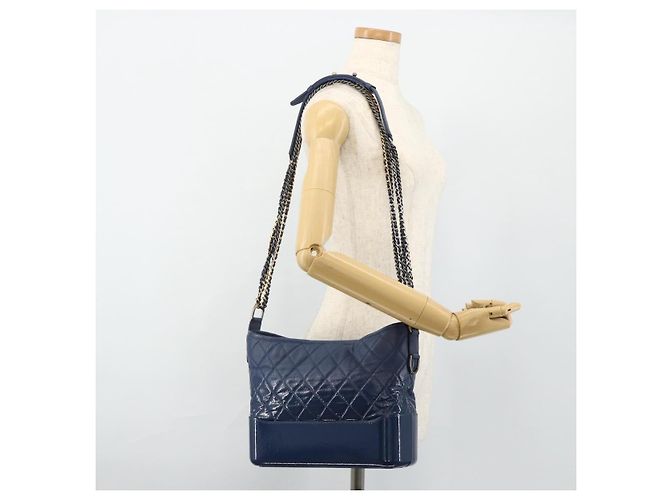 Borsa Chanel Chain Gabriel De Chanel in pelle caviar blu oro CC Auth ka4104SAV D'oro - vista 23