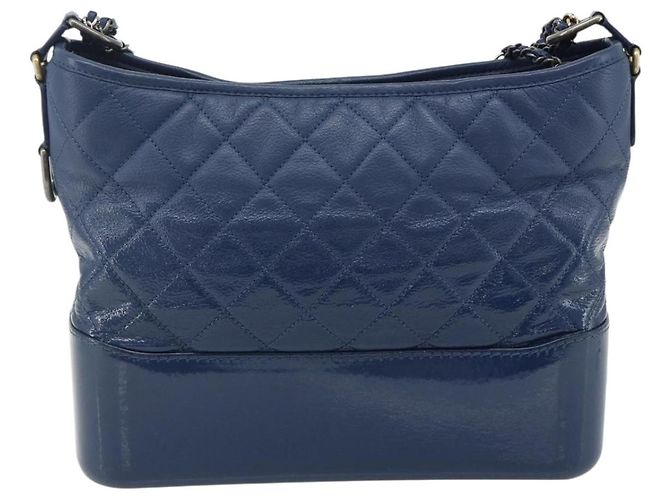 Borsa Chanel Chain Gabriel De Chanel in pelle caviar blu oro CC Auth ka4104SAV D'oro - vista 3