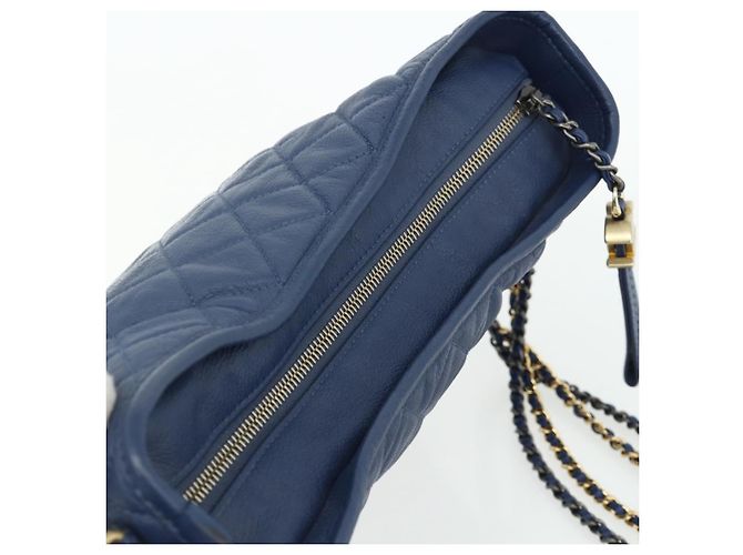 Borsa Chanel Chain Gabriel De Chanel in pelle caviar blu oro CC Auth ka4104SAV D'oro - vista 6