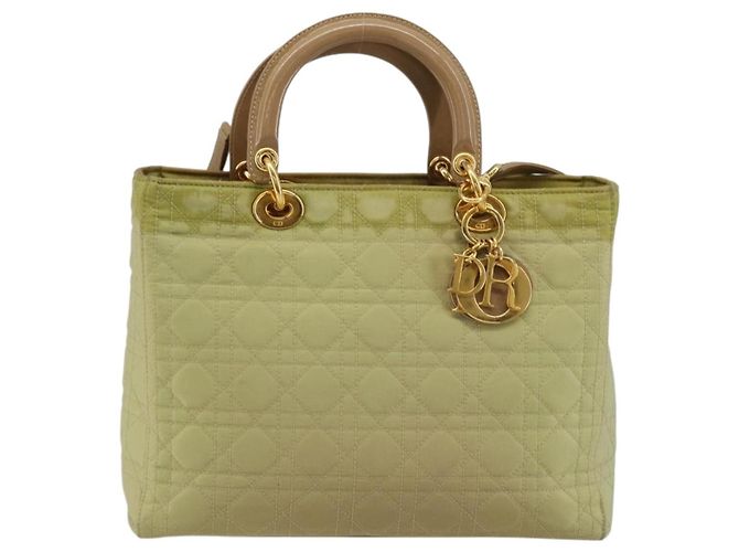 Borsa Canage in nylon 2 in 1 Christian Dior verde oro Auth 176178 D'oro - vista 2