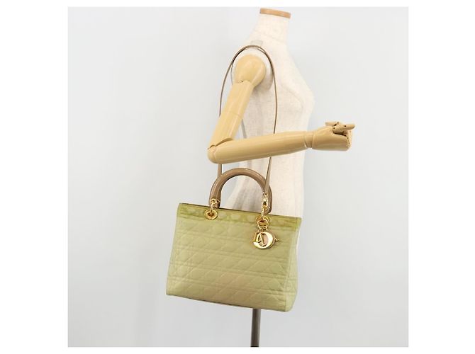 Borsa Canage in nylon 2 in 1 Christian Dior verde oro Auth 176178 D'oro - vista 26