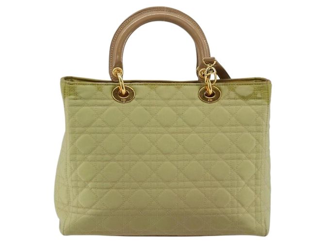 Borsa Canage in nylon 2 in 1 Christian Dior verde oro Auth 176178 D'oro - vista 3