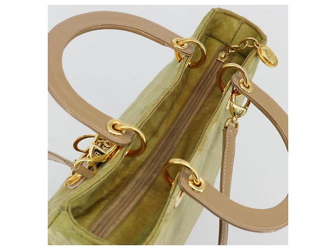Borsa Canage in nylon 2 in 1 Christian Dior verde oro Auth 176178 D'oro - vista 6