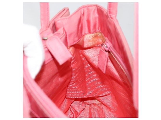 PRADA Borsa a mano in nylon rosa argento Auth bs34689 - vista 18
