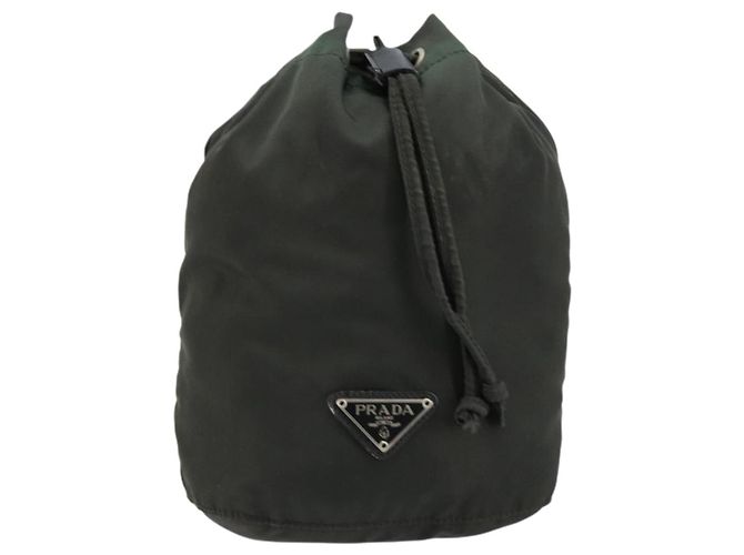 PRADA Zugbeutel aus Nylon Khaki Silber authentisch bs34644 - Ansicht 2