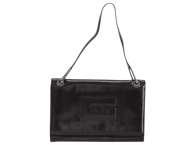 Bolso de Hombro GUCCI Cuero Patente Negro Plata 001 3033 Auth am11430 - vista 2