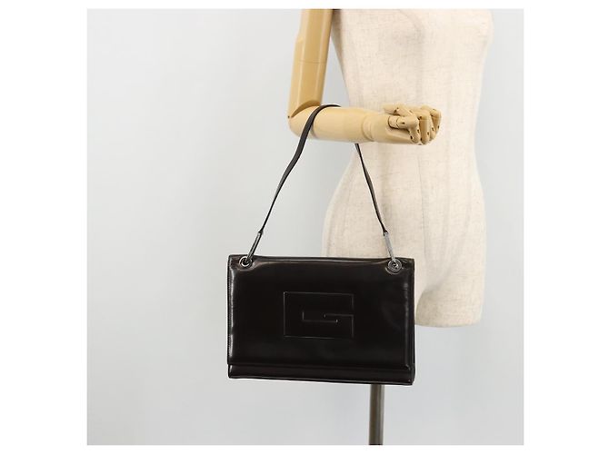 Bolso de Hombro GUCCI Cuero Patente Negro Plata 001 3033 Auth am11430 - vista 22