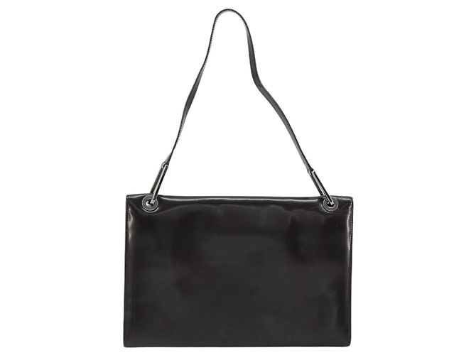 Bolso de Hombro GUCCI Cuero Patente Negro Plata 001 3033 Auth am11430 - vista 3