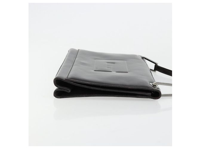 Bolso de Hombro GUCCI Cuero Patente Negro Plata 001 3033 Auth am11430 - vista 4