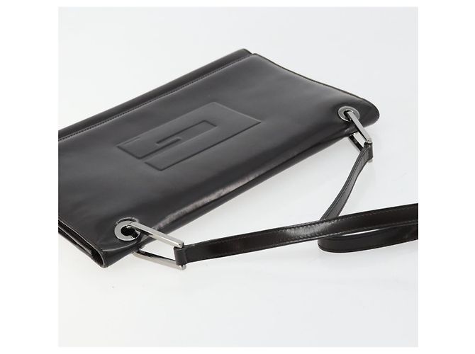 Bolso de Hombro GUCCI Cuero Patente Negro Plata 001 3033 Auth am11430 - vista 6