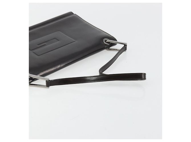 Bolso de Hombro GUCCI Cuero Patente Negro Plata 001 3033 Auth am11430 - vista 7