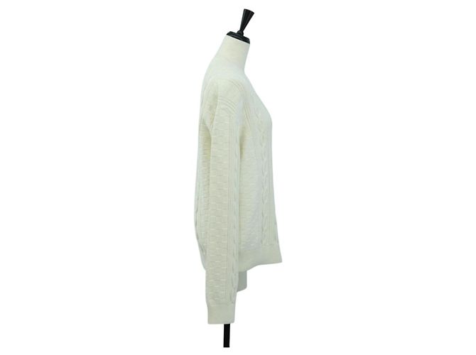 LOUIS VUITTON Maglione in Maglia Cotone XS Bianco LV Auth 174771A - vista 4