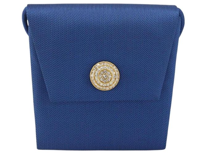 Borsa a Spalla SAINT LAURENT Satin Blu Oro Auth 176819A D'oro - vista 2