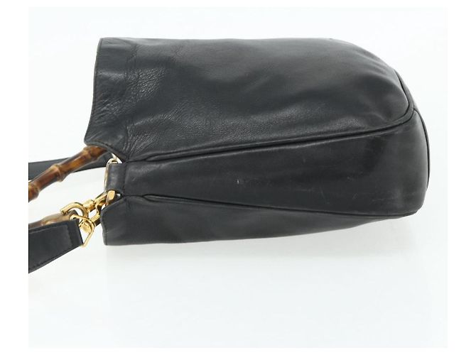 Borsa a Spalla in Pelle Gucci Bamboo 2way Nera Oro Auth bs34729 Nero D'oro - vista 4