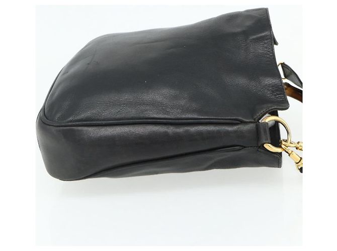 Borsa a Spalla in Pelle Gucci Bamboo 2way Nera Oro Auth bs34729 Nero D'oro - vista 5