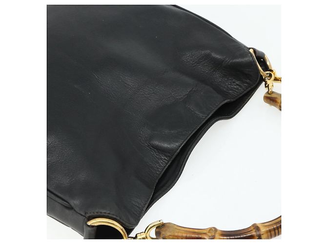Borsa a Spalla in Pelle Gucci Bamboo 2way Nera Oro Auth bs34729 Nero D'oro - vista 6