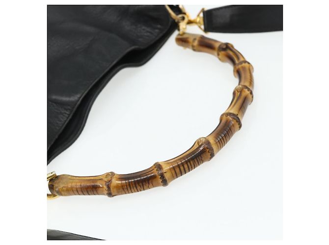 Borsa a Spalla in Pelle Gucci Bamboo 2way Nera Oro Auth bs34729 Nero D'oro - vista 7