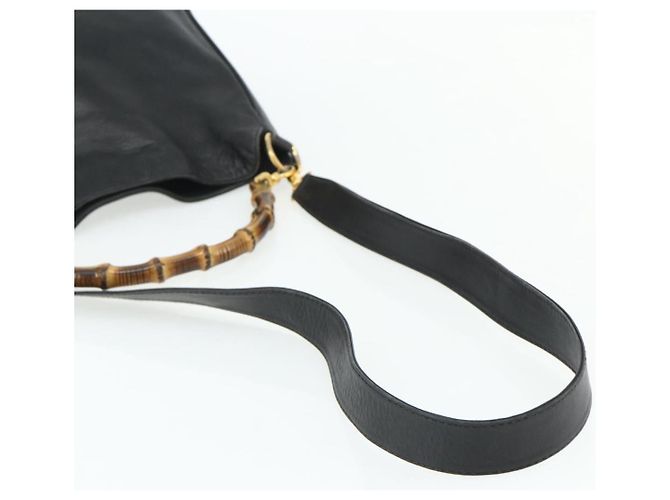 Borsa a Spalla in Pelle Gucci Bamboo 2way Nera Oro Auth bs34729 Nero D'oro - vista 9