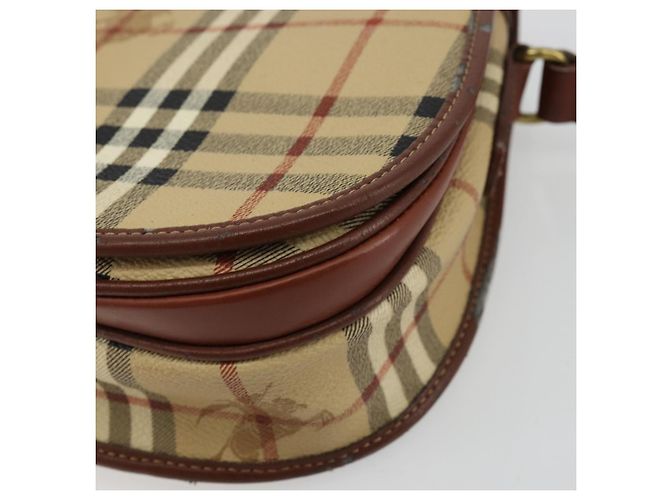 Borsa a Spalla Burberrys Nova Check in Pelle PVC Beige Oro Auth 176693 D'oro - vista 10