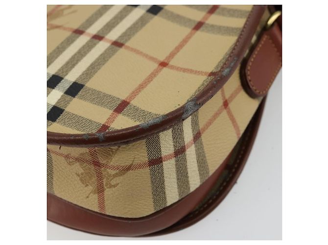 Borsa a Spalla Burberrys Nova Check in Pelle PVC Beige Oro Auth 176693 D'oro - vista 12