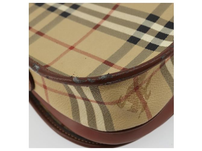 Borsa a Spalla Burberrys Nova Check in Pelle PVC Beige Oro Auth 176693 D'oro - vista 13