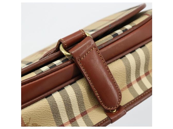 Borsa a Spalla Burberrys Nova Check in Pelle PVC Beige Oro Auth 176693 D'oro - vista 16