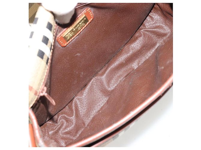 Borsa a Spalla Burberrys Nova Check in Pelle PVC Beige Oro Auth 176693 D'oro - vista 19