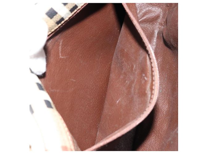 Borsa a Spalla Burberrys Nova Check in Pelle PVC Beige Oro Auth 176693 D'oro - vista 23