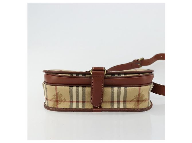 Borsa a Spalla Burberrys Nova Check in Pelle PVC Beige Oro Auth 176693 D'oro - vista 9