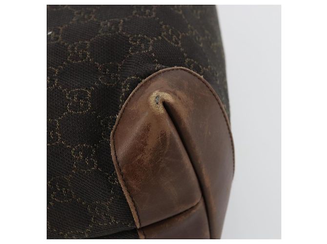 Sac fourre-tout en toile GG Gucci marron argent 28892 Auth ka4120 Argenté - vue 13