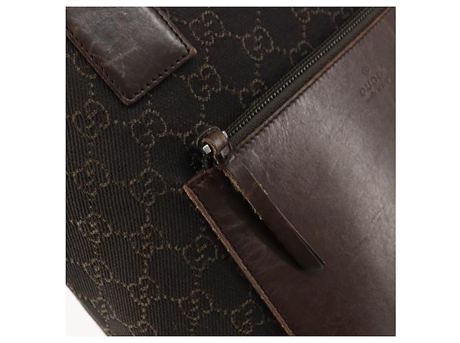 Sac fourre-tout en toile GG Gucci marron argent 28892 Auth ka4120 Argenté - vue 15
