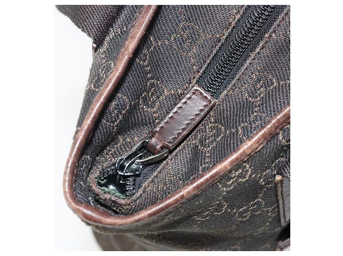 Sac fourre-tout en toile GG Gucci marron argent 28892 Auth ka4120 Argenté - vue 16