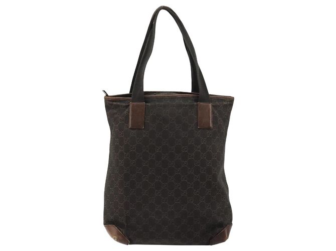 Sac fourre-tout en toile GG Gucci marron argent 28892 Auth ka4120 Argenté - vue 3