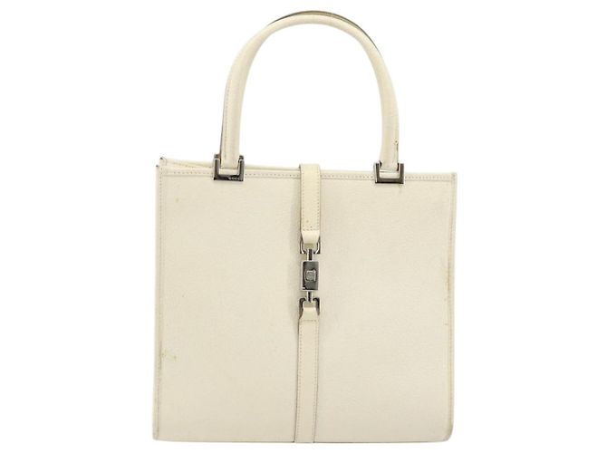 Borsa a mano GUCCI Jackie in pelle avorio argento 002 1065 Auth ep14245 Crudo - vista 2