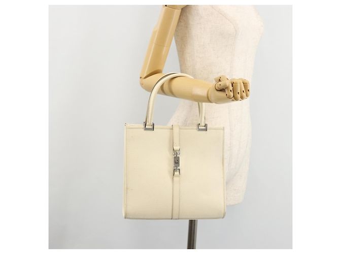 Borsa a mano GUCCI Jackie in pelle avorio argento 002 1065 Auth ep14245 Crudo - vista 23