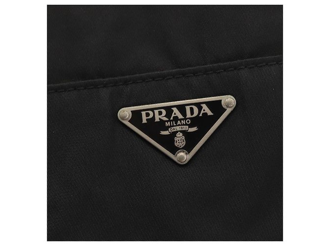 Borsa Tote Prada in nylon nero argento Auth 176297 - vista 15