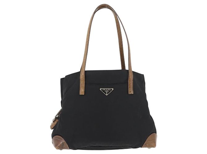 Borsa Tote Prada in nylon nero argento Auth 176297 - vista 2