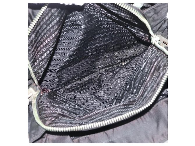 Borsa Tote Prada in nylon nero argento Auth 176297 - vista 25