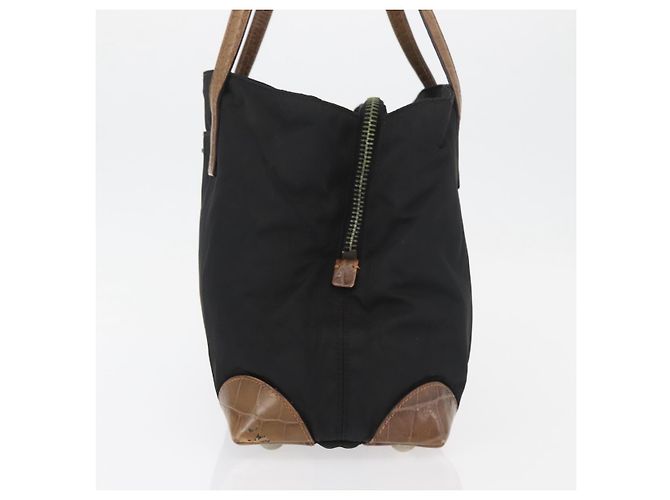 Borsa Tote Prada in nylon nero argento Auth 176297 - vista 4
