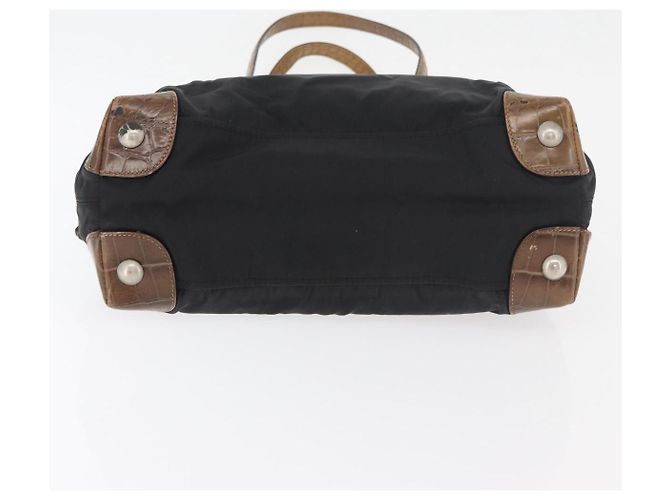 Borsa Tote Prada in nylon nero argento Auth 176297 - vista 9