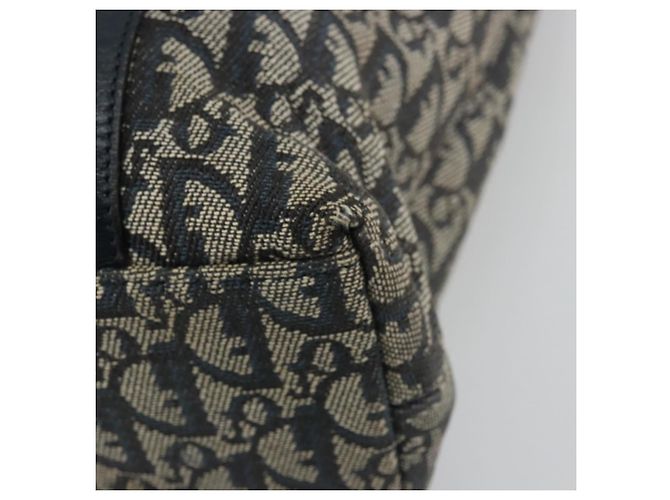 Sac fourre-tout en toile Trotter Christian Dior bleu marine et or Auth bs34597A Doré - vue 10