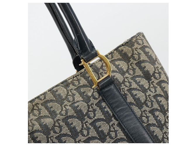 Sac fourre-tout en toile Trotter Christian Dior bleu marine et or Auth bs34597A Doré - vue 14