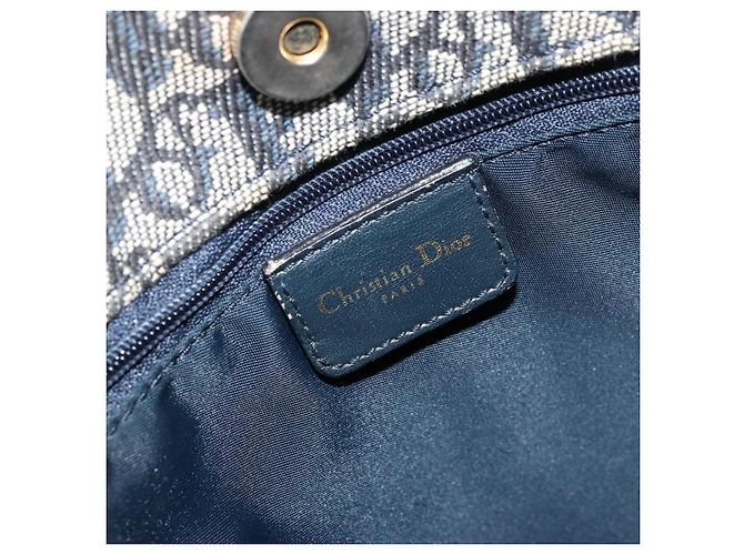 Sac fourre-tout en toile Trotter Christian Dior bleu marine et or Auth bs34597A Doré - vue 15