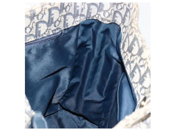 Sac fourre-tout en toile Trotter Christian Dior bleu marine et or Auth bs34597A Doré - vue 17