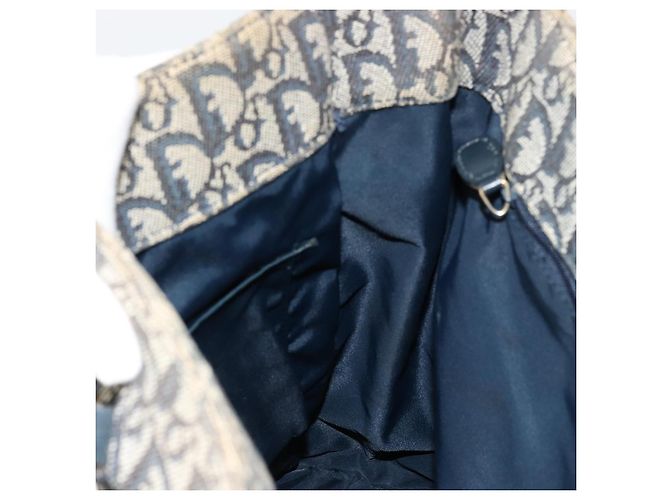 Sac fourre-tout en toile Trotter Christian Dior bleu marine et or Auth bs34597A Doré - vue 18
