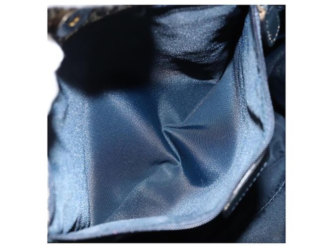 Sac fourre-tout en toile Trotter Christian Dior bleu marine et or Auth bs34597A Doré - vue 20