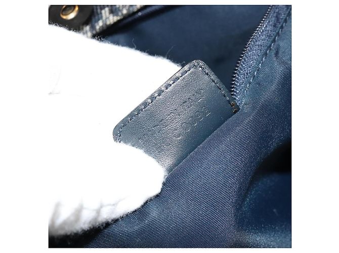 Sac fourre-tout en toile Trotter Christian Dior bleu marine et or Auth bs34597A Doré - vue 21