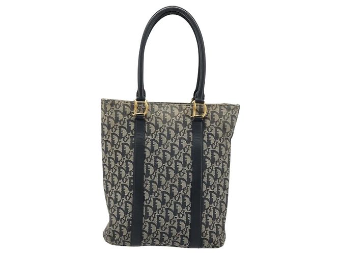 Sac fourre-tout en toile Trotter Christian Dior bleu marine et or Auth bs34597A Doré - vue 3