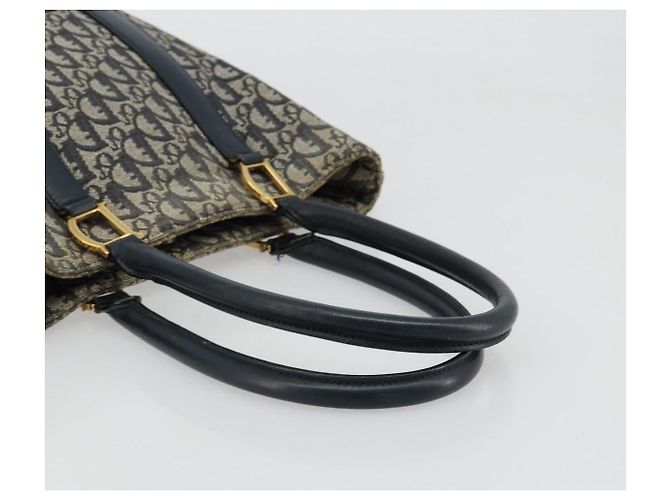 Sac fourre-tout en toile Trotter Christian Dior bleu marine et or Auth bs34597A Doré - vue 7