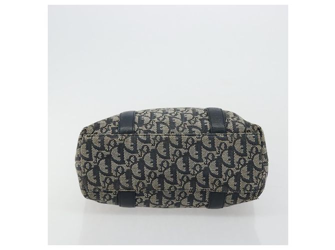 Sac fourre-tout en toile Trotter Christian Dior bleu marine et or Auth bs34597A Doré - vue 9